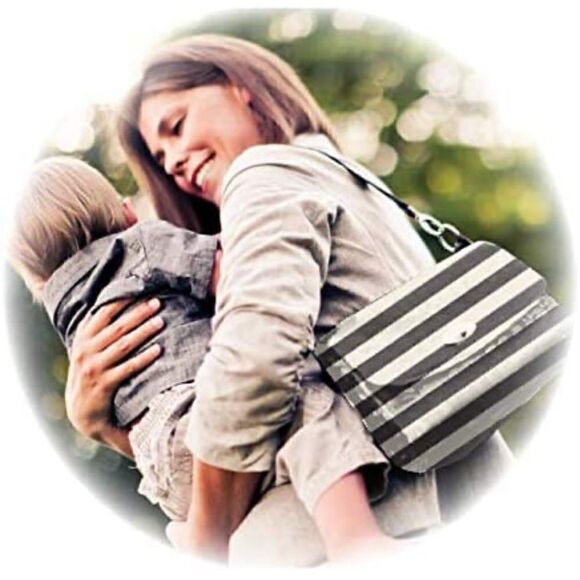 NWT- LillyBit Uptown Diaper Bag Clutch, Black & White Stripes - Picture 7 of 10